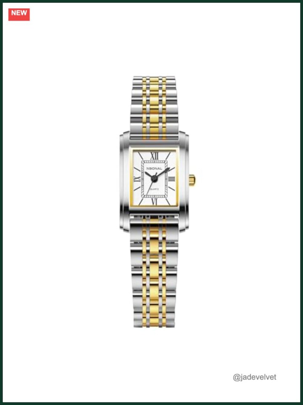 Vintage Rectangle Dress Watch Gold Stainless Steel Roman Dial Small